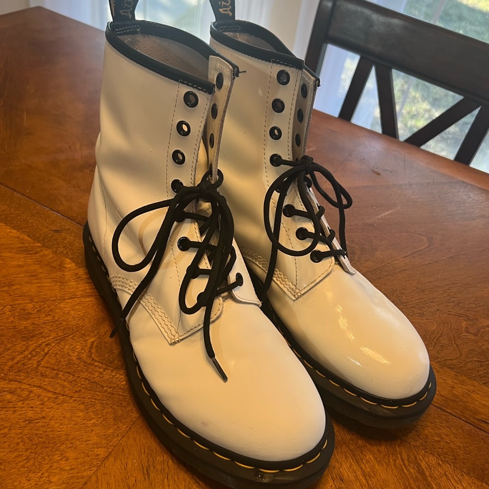 Dr. Martens White Lace-Up Boots